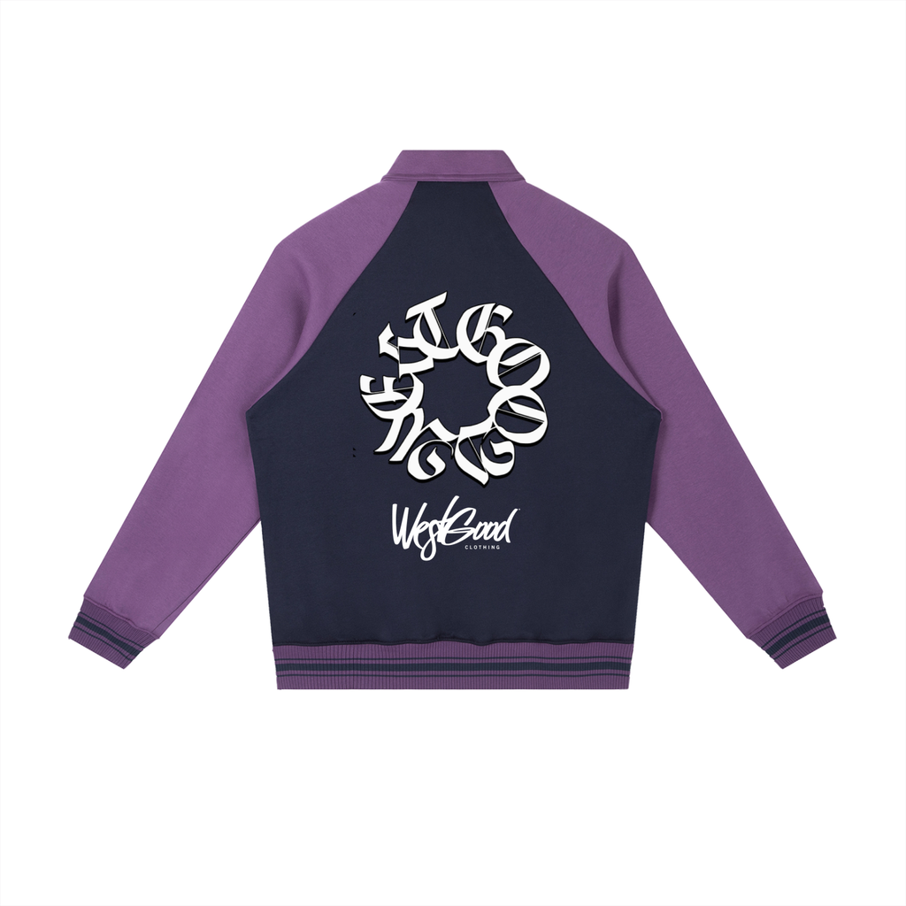WESTGOOD20 Contrast Raglan Sleeve Baseball Jacket