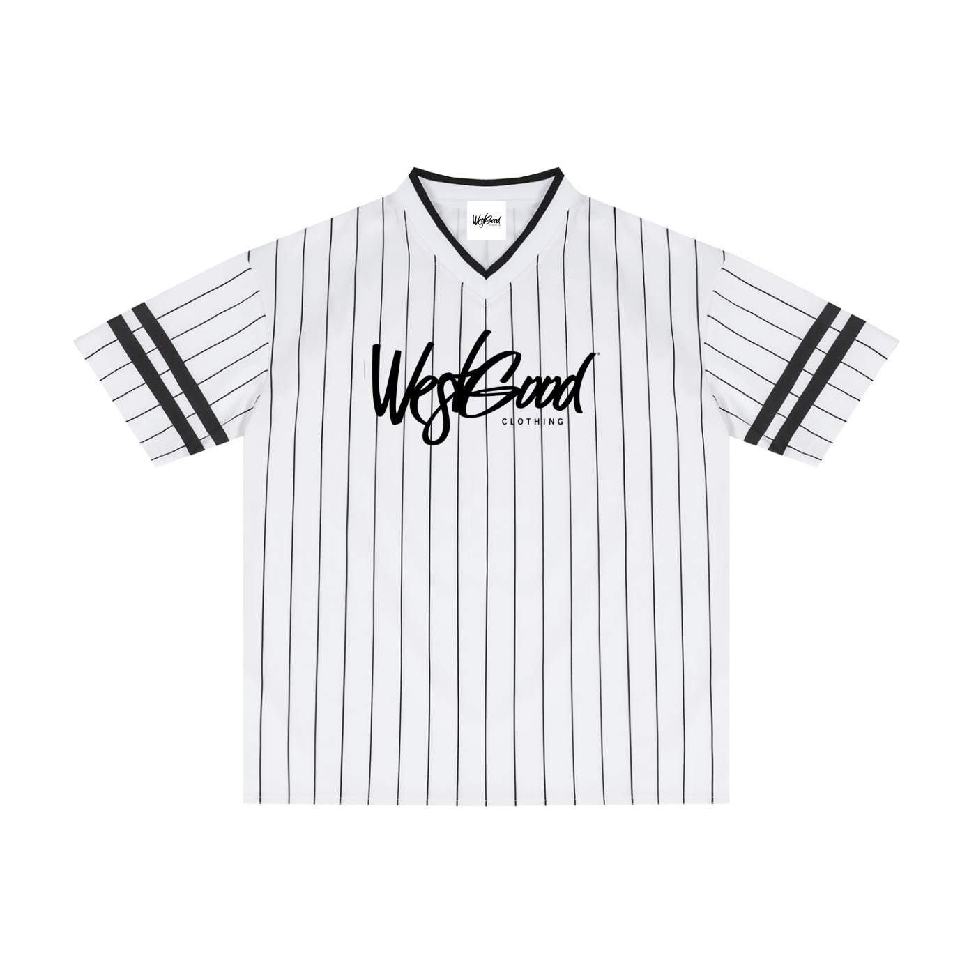 Unisex Striped Loose V-Neck T-Shirt