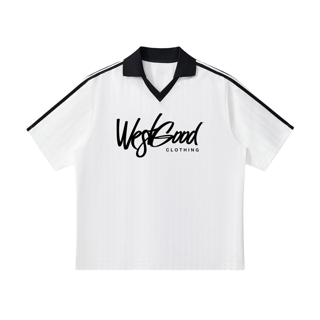 Contrast Collar Striped Soccer Jersey