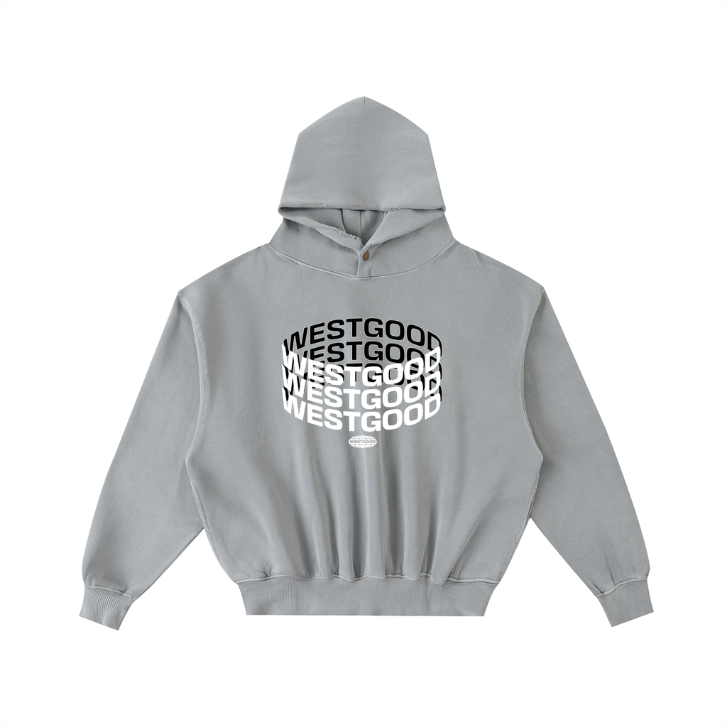 WESTGOOD 3D Frayed Enzyme Washed Fleece Hoodie