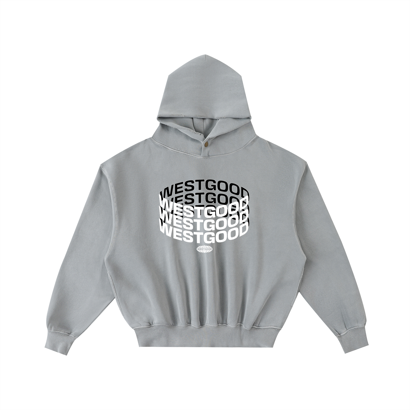 WESTGOOD 3D Frayed Enzyme Washed Fleece Hoodie