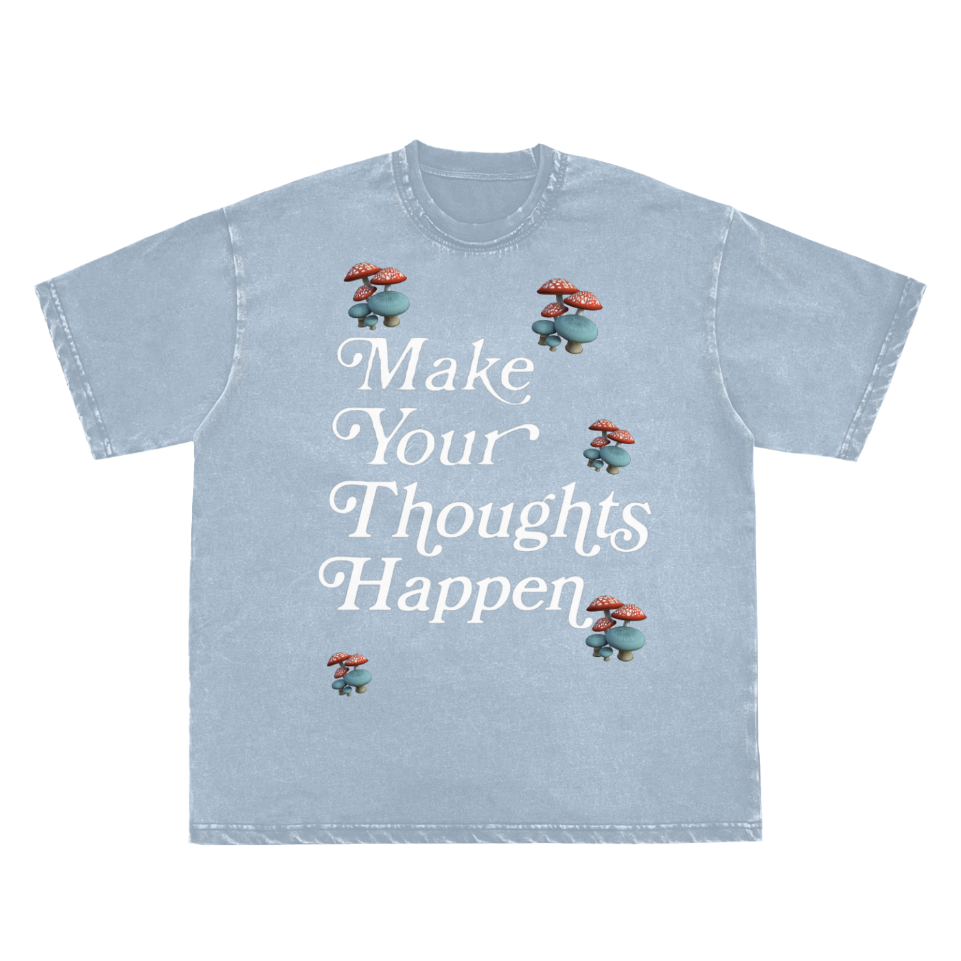 Make Your Thoughts Happen Frayed Vintage Washed T-Shirt - 250 GSM