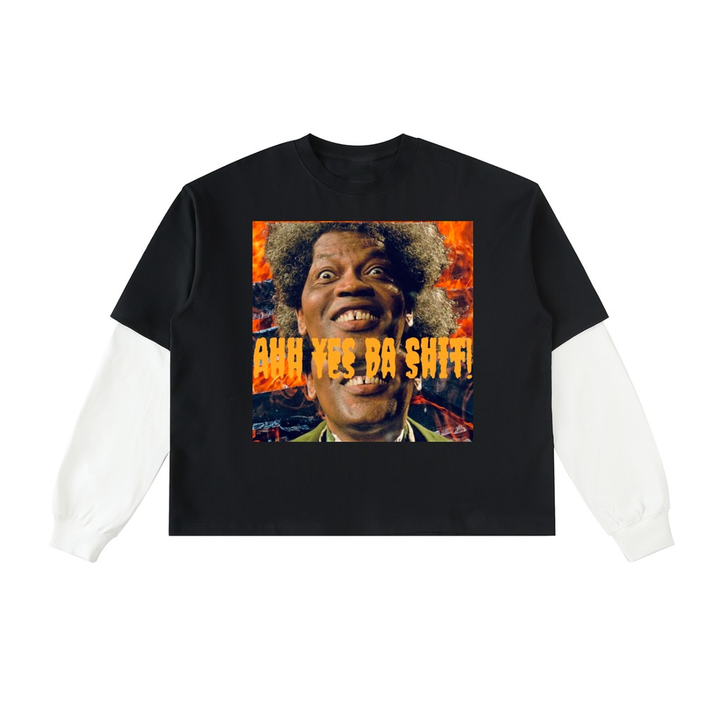 Layered Contrast Sleeve Cotton T-Shirt