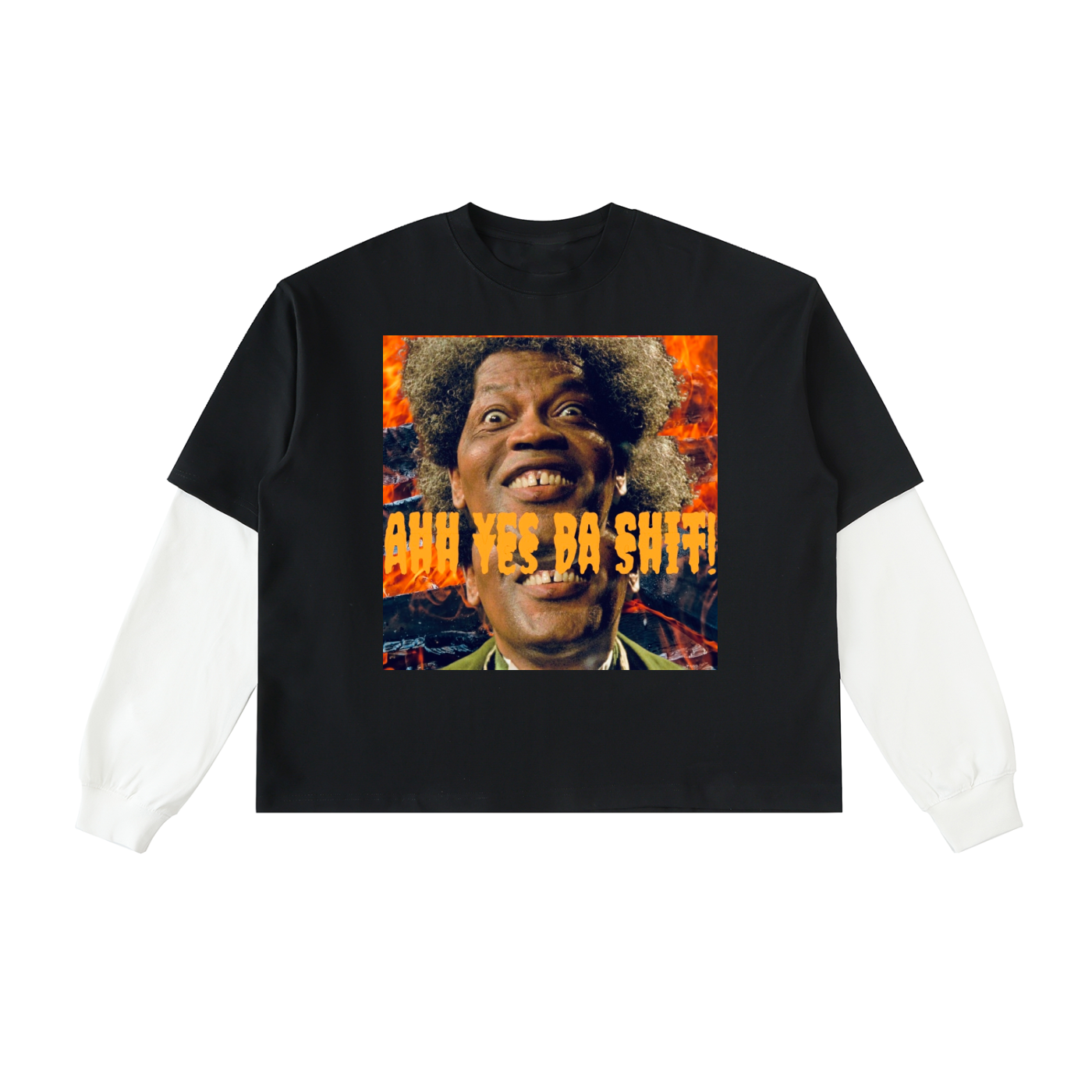 Layered Contrast Sleeve Cotton T-Shirt