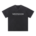 Snow Washed V-Neck Cotton T-Shirt