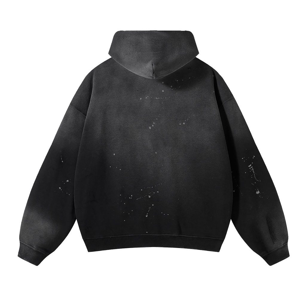 Vintage Washed Frayed Fleece Hoodie