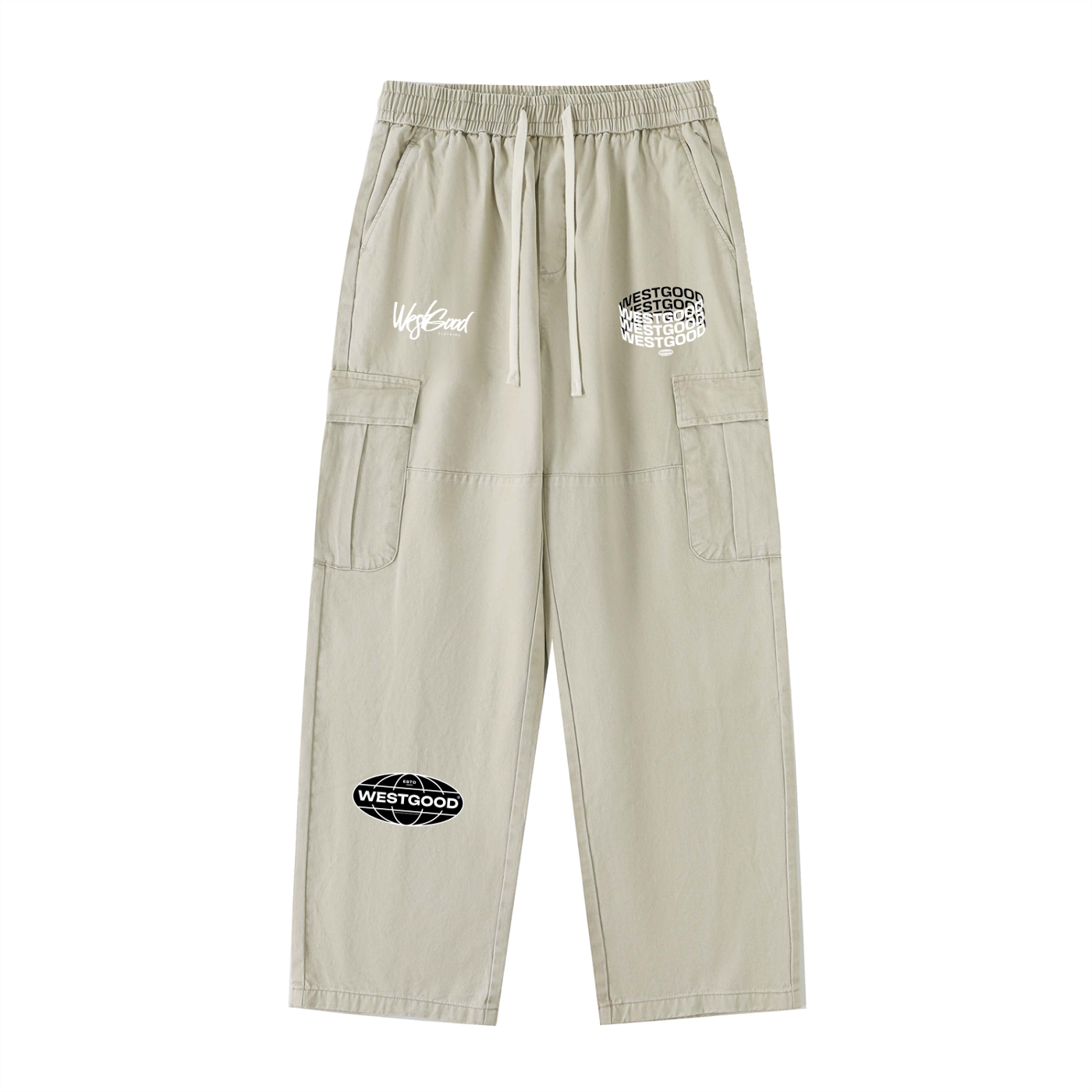 Drawstring Waist Straight-Leg Cargo Pants
