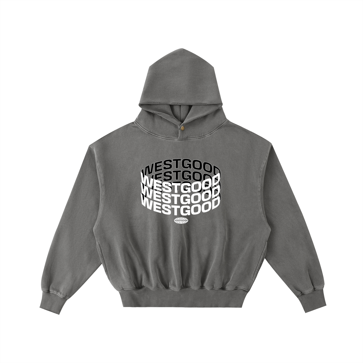 WESTGOOD 3D Frayed Enzyme Washed Fleece Hoodie