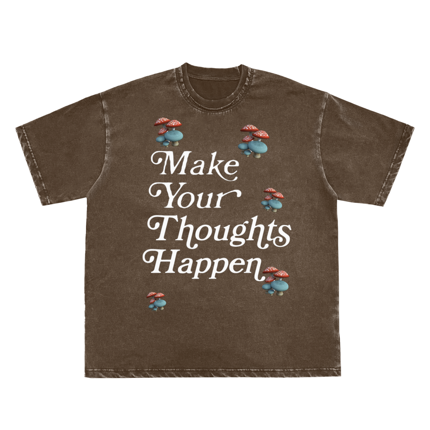 Make Your Thoughts Happen Frayed Vintage Washed T-Shirt - 250 GSM