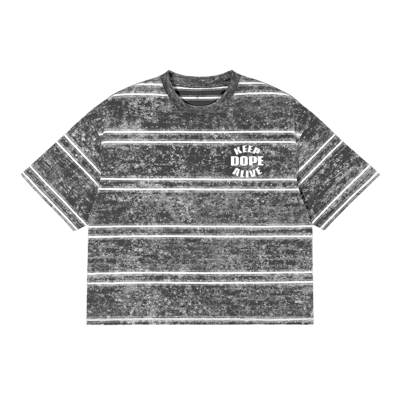 Snow Washed Striped Boxy T-Shirt