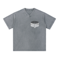 Snow Washed V-Neck Cotton T-Shirt