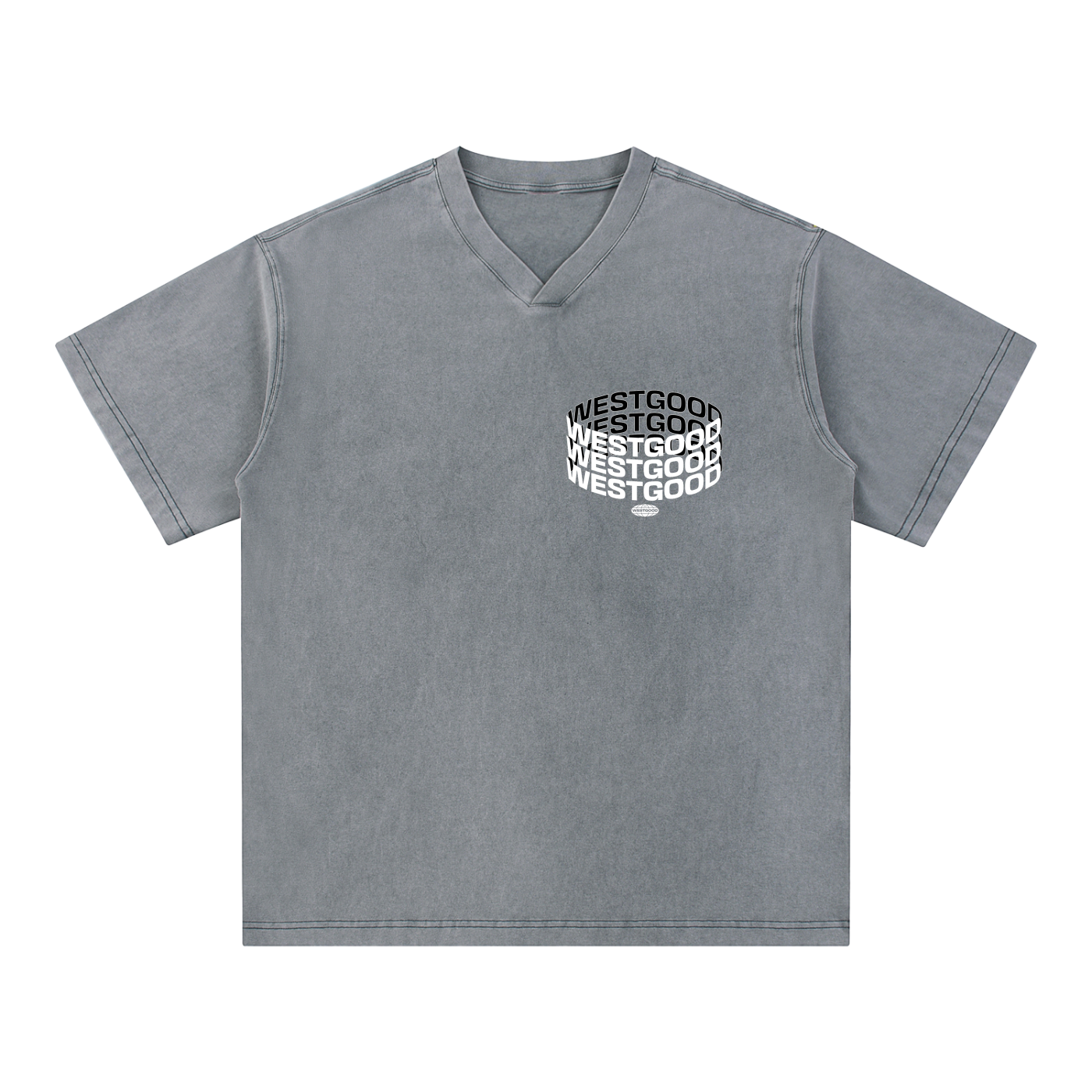 Snow Washed V-Neck Cotton T-Shirt