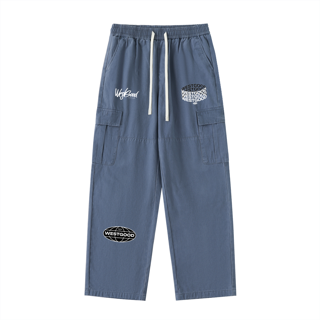 Drawstring Waist Straight-Leg Cargo Pants