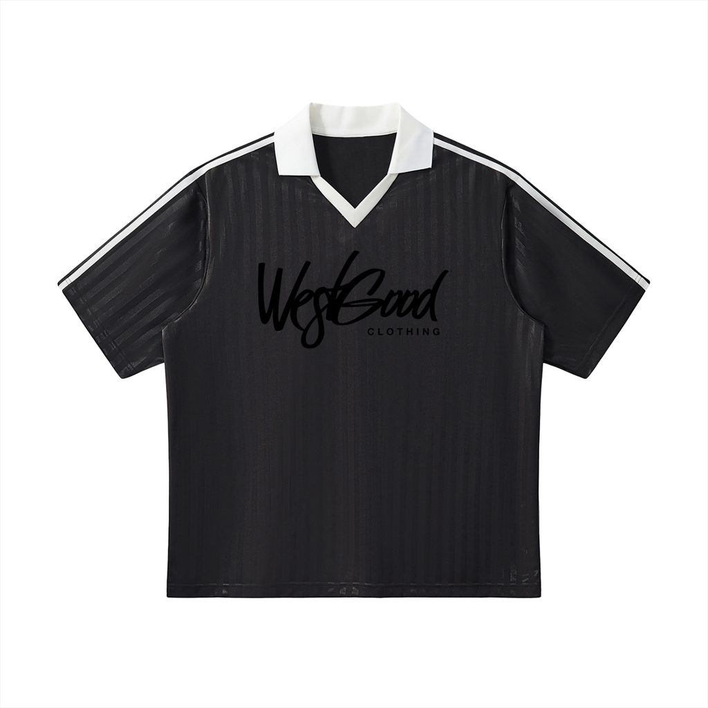 Contrast Collar Striped Soccer Jersey