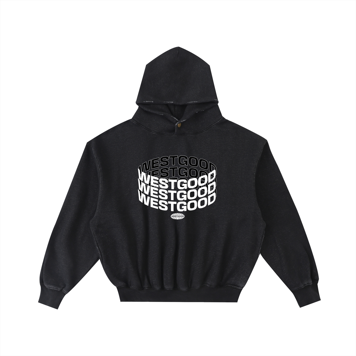 WESTGOOD 3D Frayed Enzyme Washed Fleece Hoodie