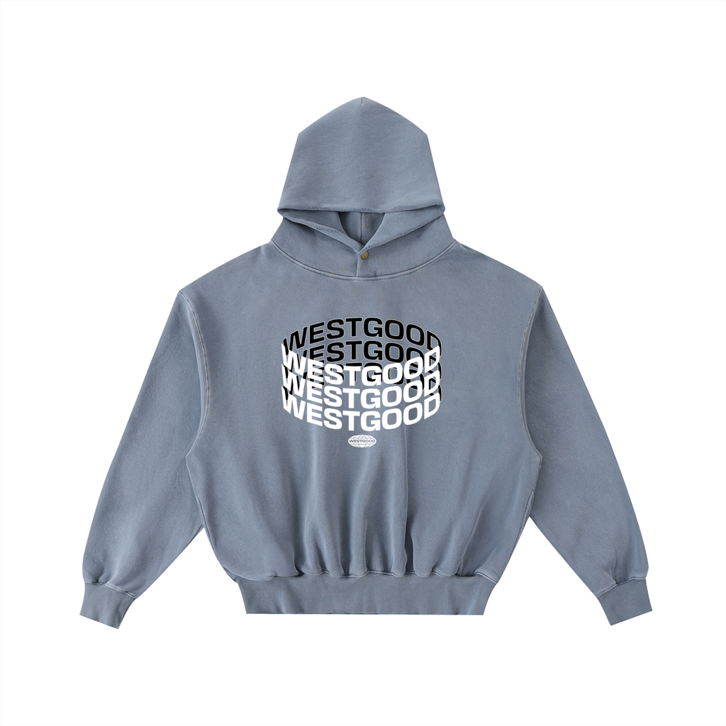 WESTGOOD 3D Frayed Enzyme Washed Fleece Hoodie