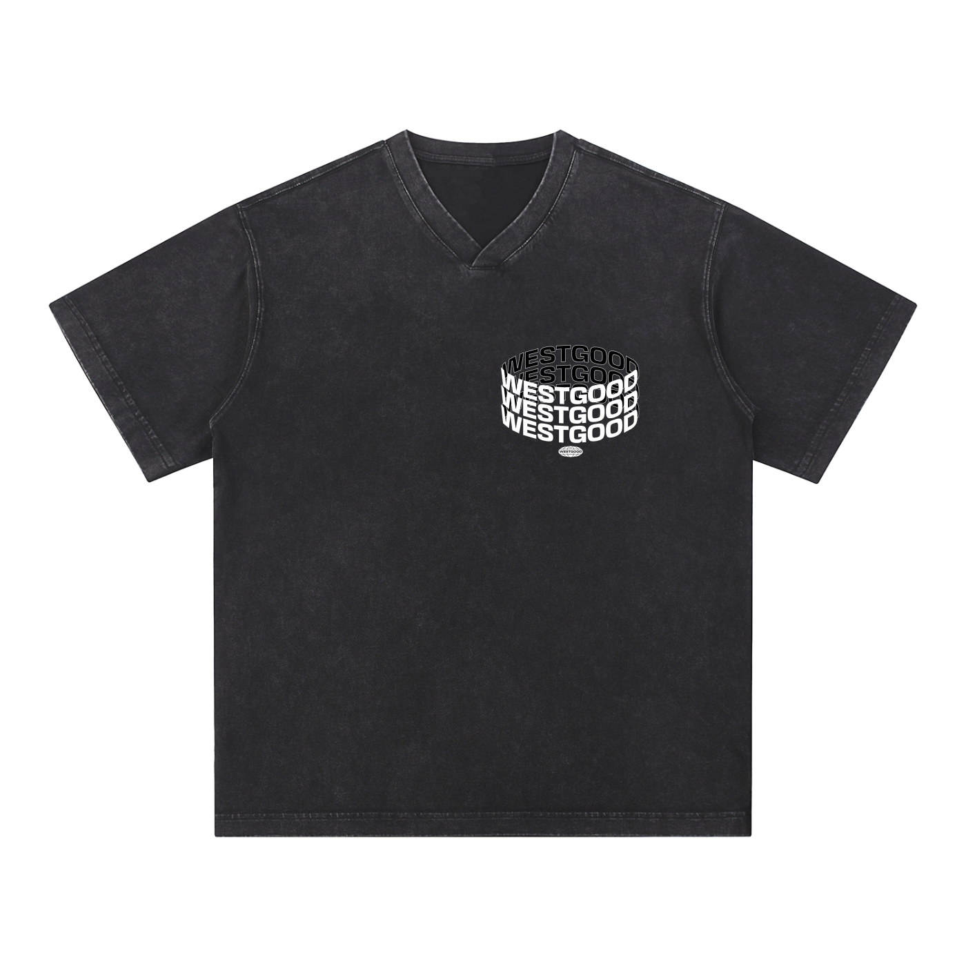 Snow Washed V-Neck Cotton T-Shirt