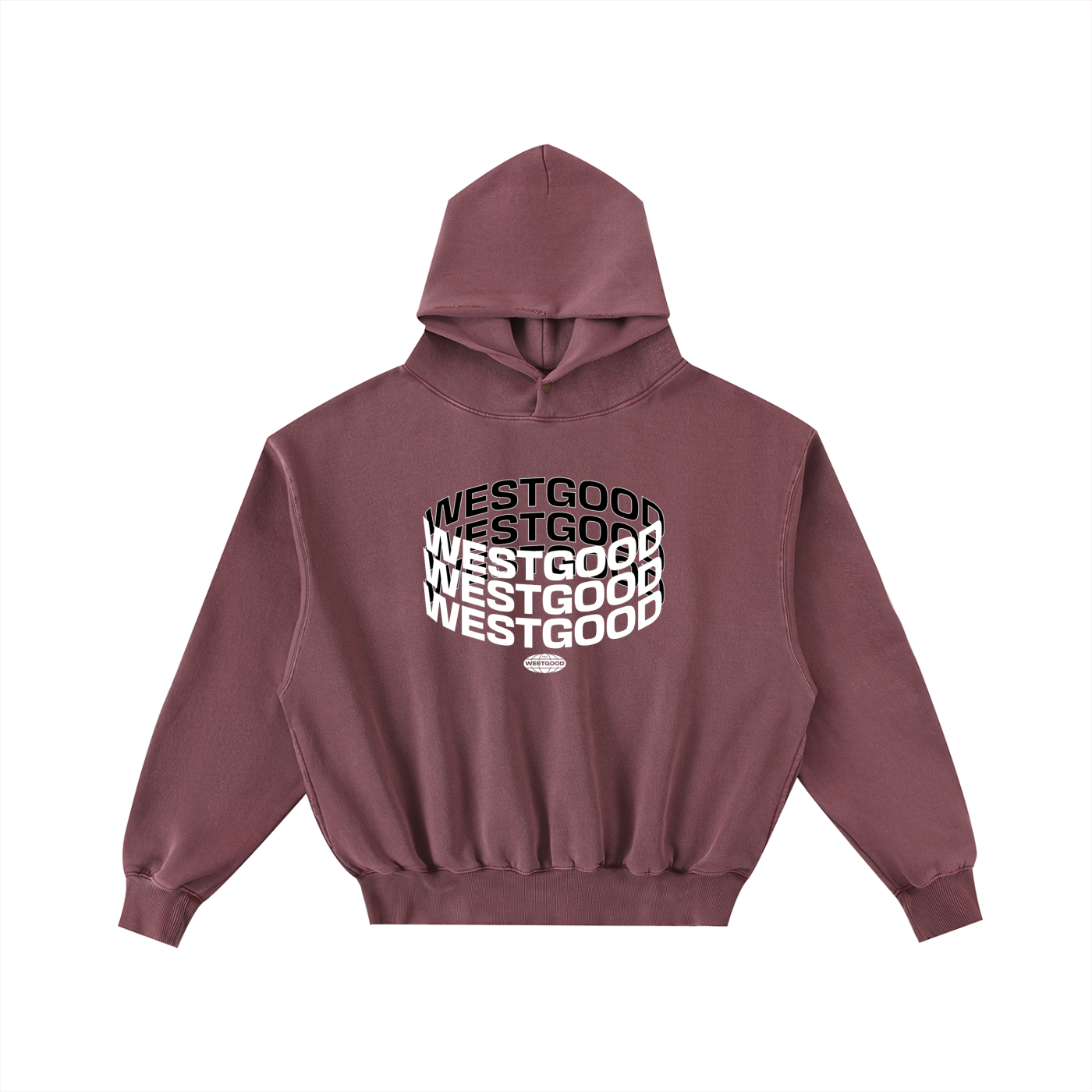 WESTGOOD 3D Frayed Enzyme Washed Fleece Hoodie
