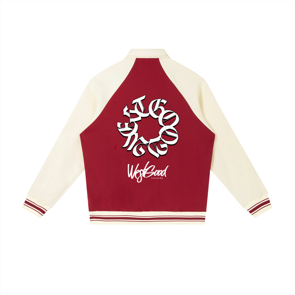 WESTGOOD20 Contrast Raglan Sleeve Baseball Jacket