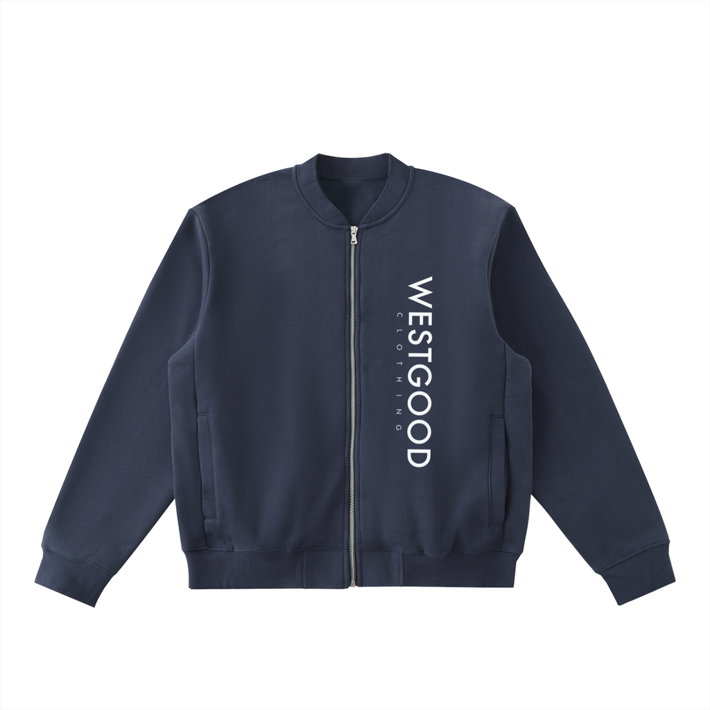 Essential Zip-Up Fleeced Varsity Jacket